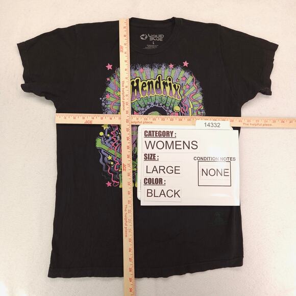 Jimi Hendrix Liquid Blue Band Crew Neck Graphic Shirt Womens Size Large L Black - Picture 6 of 10